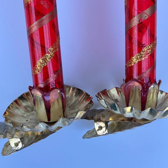 Blown Glass Unsilvered Candlestick Clip Ornaments - set of 5 - Picture 10 of 15